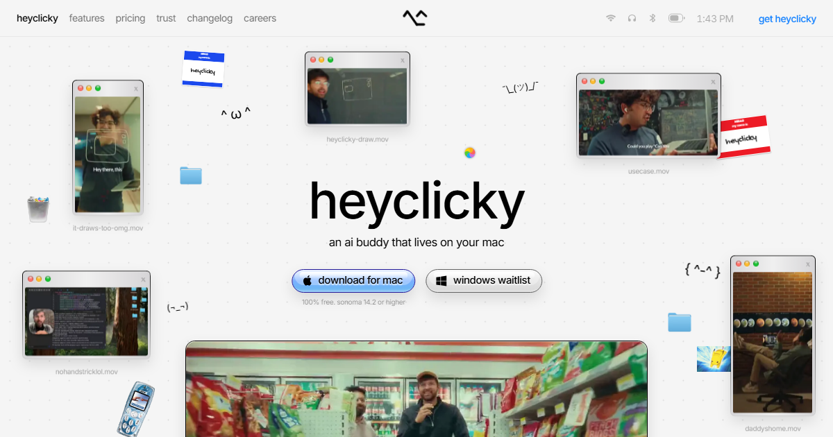 Screenshot of the HeyClicky official website