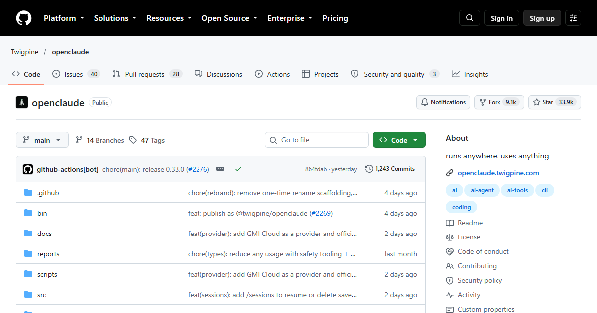 Screenshot of the OpenClaude official website