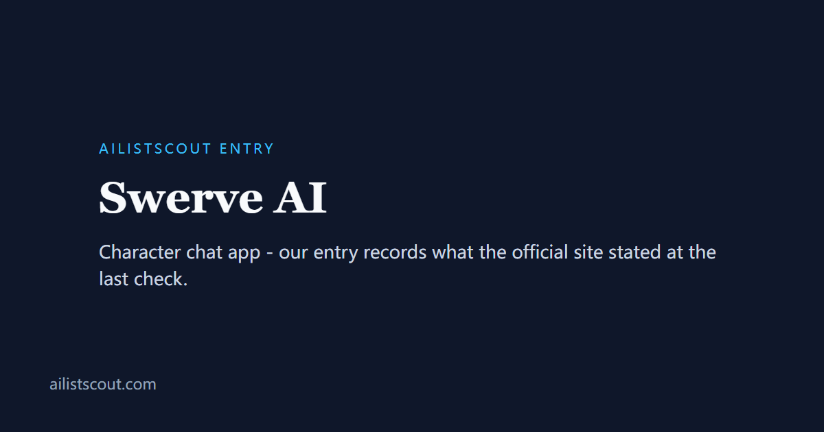 Title card for the Swerve AI entry on AIListScout